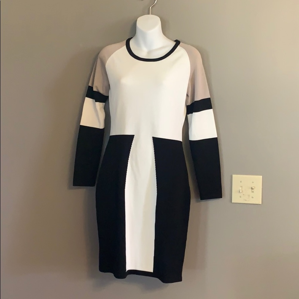Small Calvin Klein Color Block Dress black cream